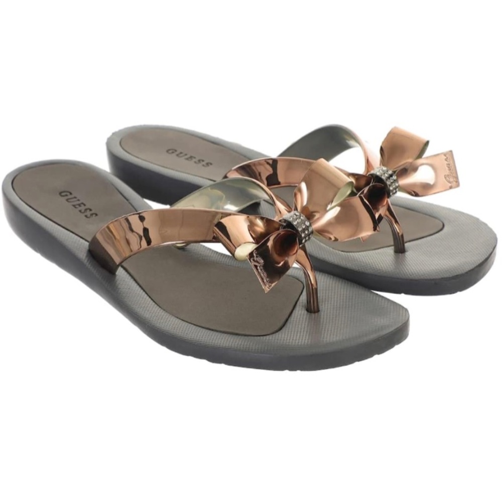 Guess Hematite Tutu Bow Flip Flops, Women’s Size 5.5
